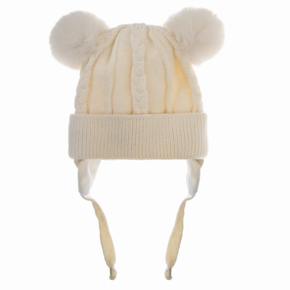 Bear Earpuff Knit Baby Hat – Warm Winter Beanie for Boys & Girls