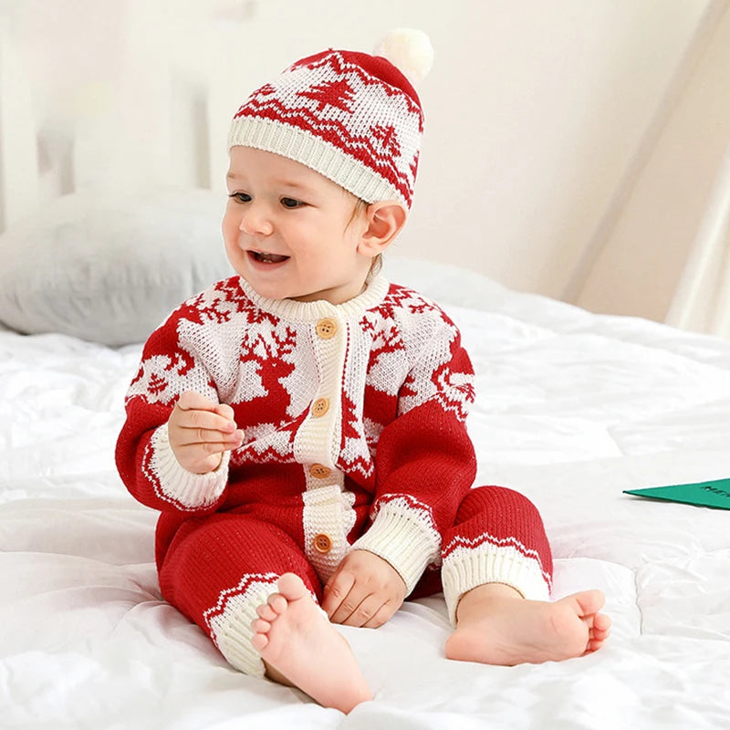 Cute Christmas Knit Romper for Babies