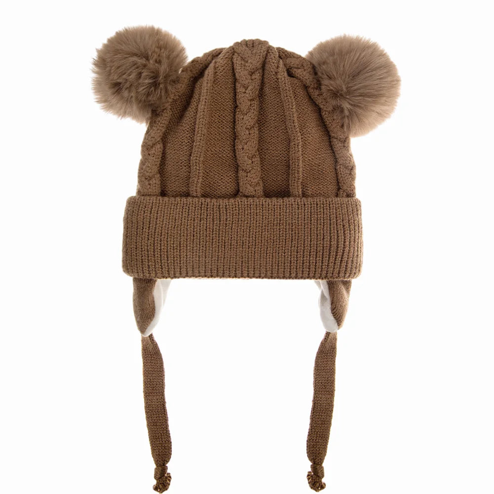 Bear Earpuff Knit Baby Hat – Warm Winter Beanie for Boys & Girls