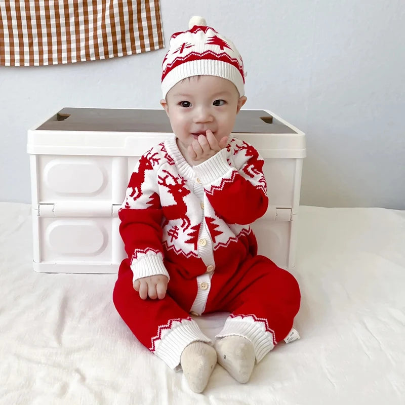 Cute Christmas Knit Romper for Babies