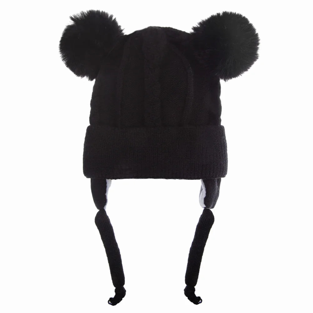 Bear Earpuff Knit Baby Hat – Warm Winter Beanie for Boys & Girls