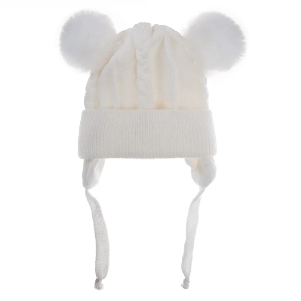 Bear Earpuff Knit Baby Hat – Warm Winter Beanie for Boys & Girls