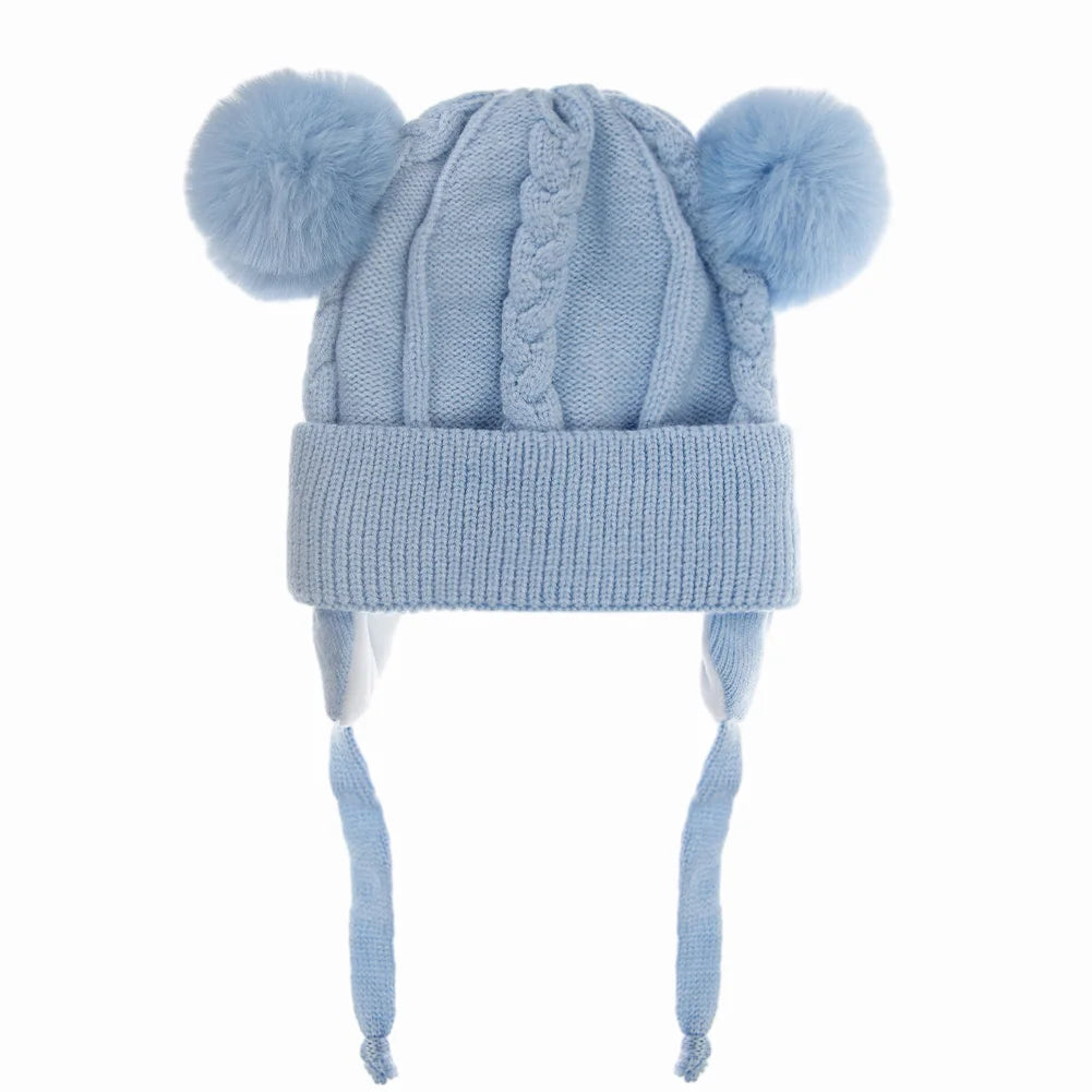 Bear Earpuff Knit Baby Hat – Warm Winter Beanie for Boys & Girls