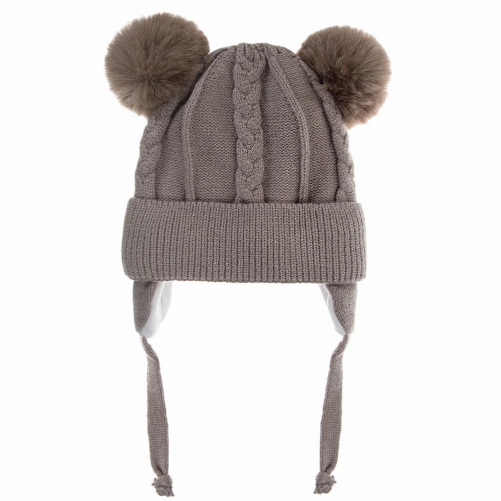 Bear Earpuff Knit Baby Hat – Warm Winter Beanie for Boys & Girls