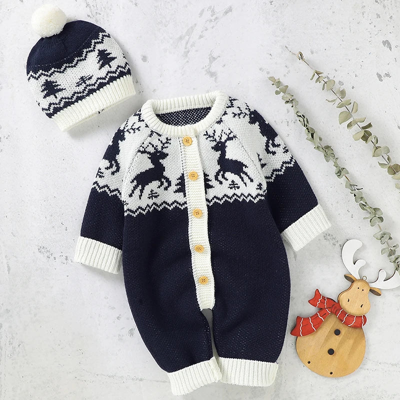 Cute Christmas Knit Romper for Babies
